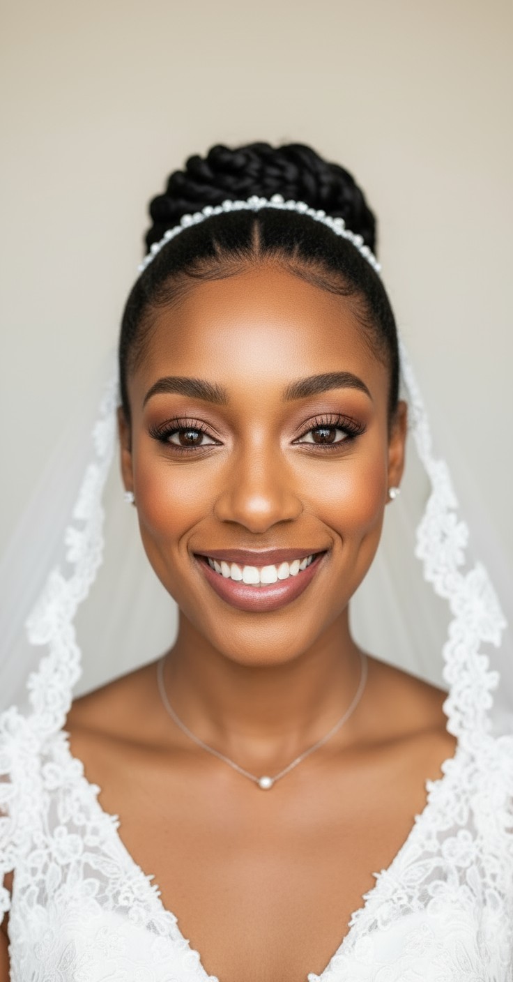 After Wedding Bun With Veil